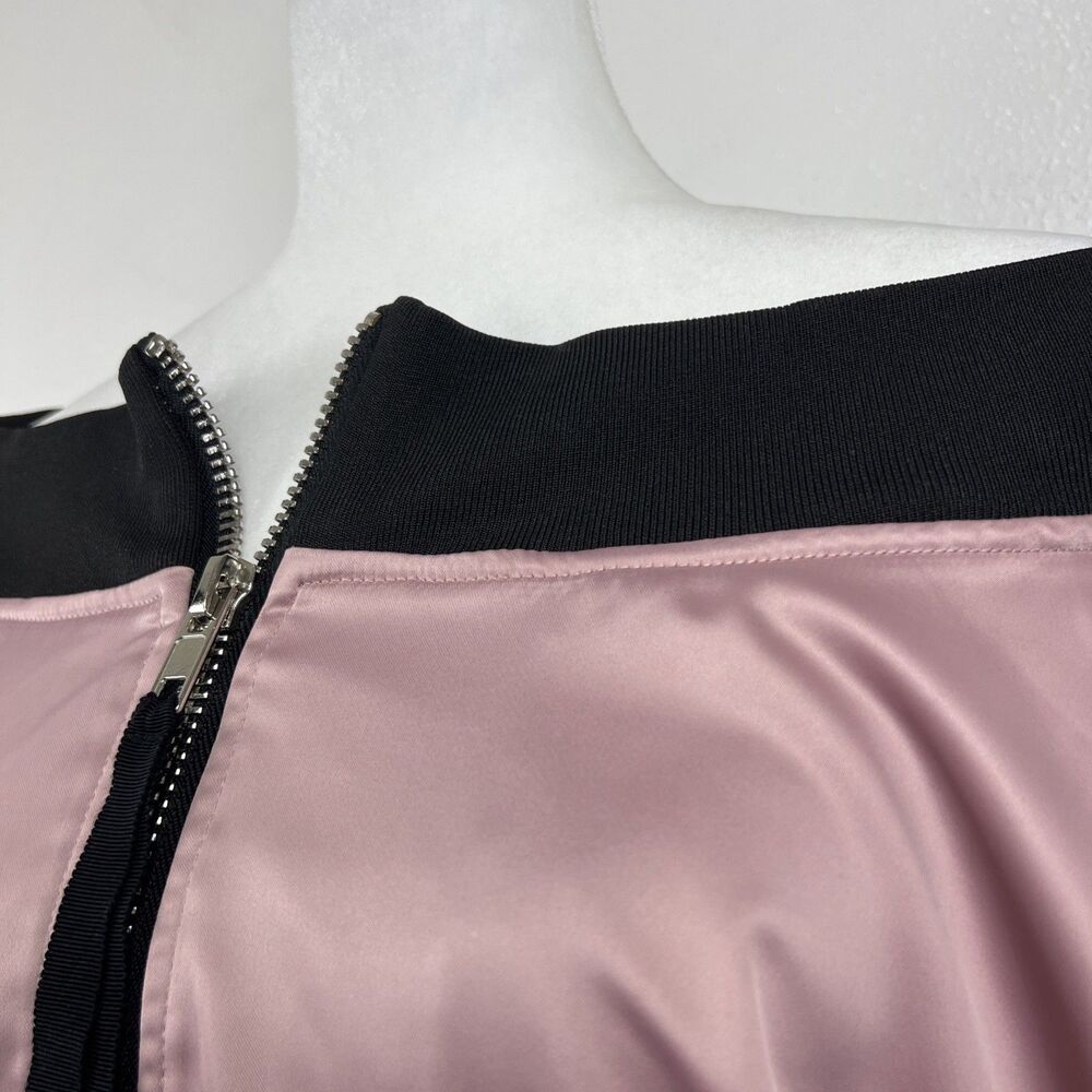 Alpha & Omega Interstellar Bomber Jacket Women Small Pink Satin Off Shoulder - Picture 12 of 16